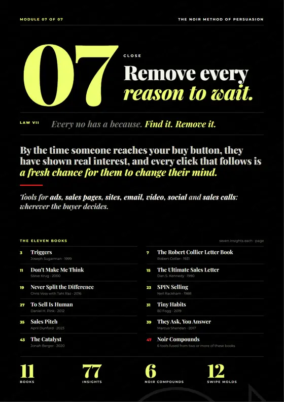 Module 7 · Close: Remove every reason to wait